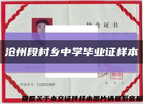 滄州段村鄉中學畢業證樣本縮略圖