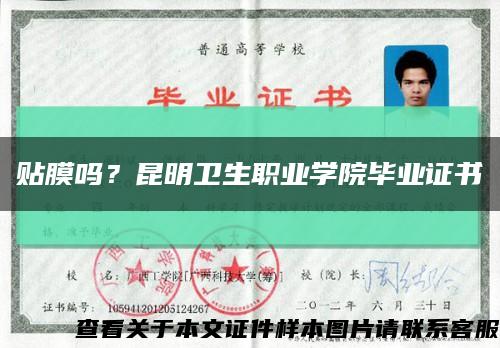 貼膜嗎？昆明衛生職業學院畢業證書縮略圖