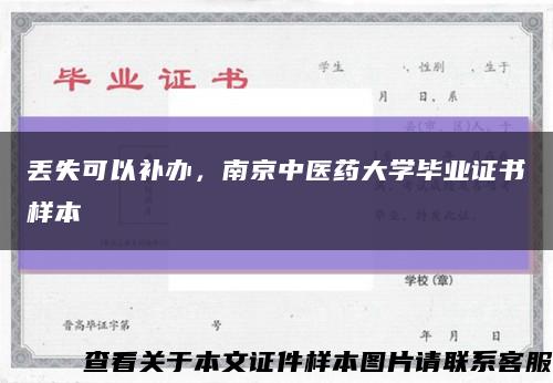 丟失可以補辦，南京中醫藥大學畢業證書樣本縮略圖