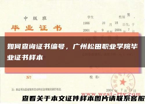 如何查詢證書編號，廣州松田職業學院畢業證書樣本縮略圖