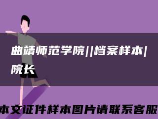 曲靖師范學院||檔案樣本|院長縮略圖