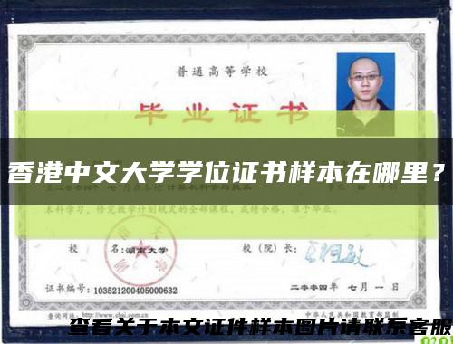 香港中文大學學位證書樣本在哪里？縮略圖