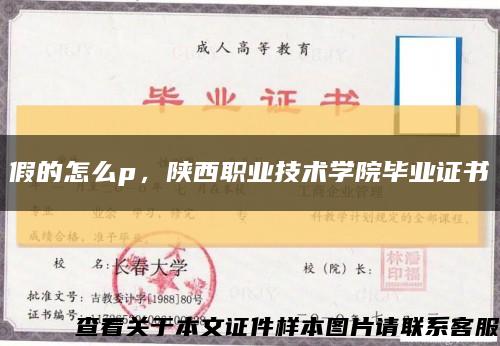 假的怎么p，陜西職業技術學院畢業證書縮略圖