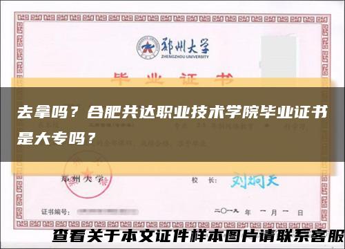 去拿嗎？合肥共達職業技術學院畢業證書是大專嗎？縮略圖