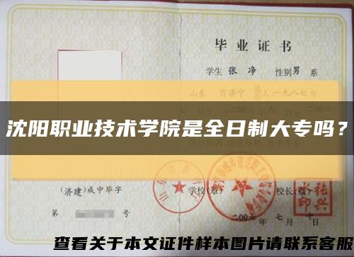 沈陽職業技術學院是全日制大專嗎？縮略圖