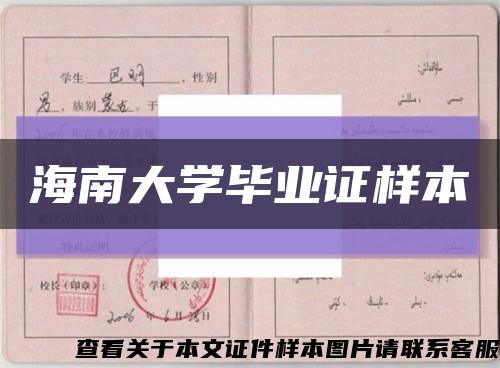 海南大學畢業證樣本縮略圖