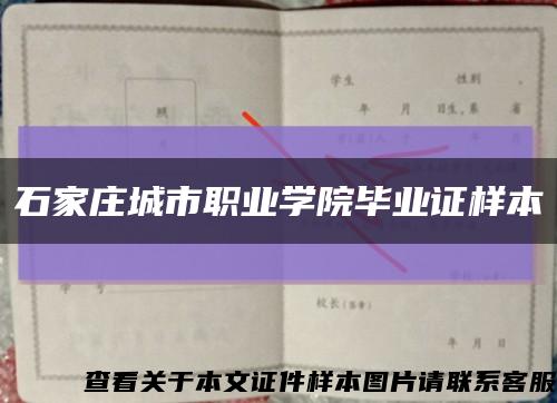 石家莊城市職業學院畢業證樣本縮略圖