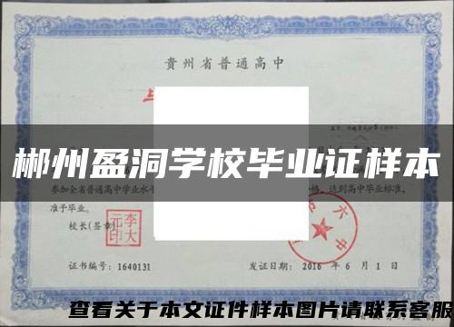郴州盈洞學校畢業證樣本縮略圖