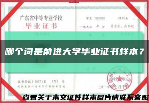 哪個詞是前進大學畢業證書樣本？縮略圖