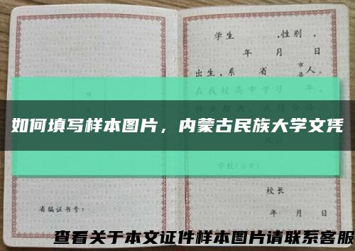 如何填寫樣本圖片，內蒙古民族大學文憑縮略圖