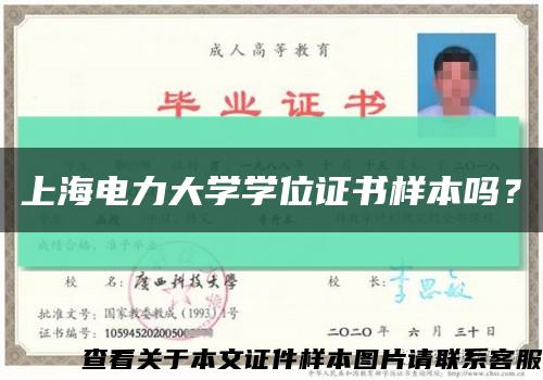 上海電力大學學位證書樣本嗎？縮略圖