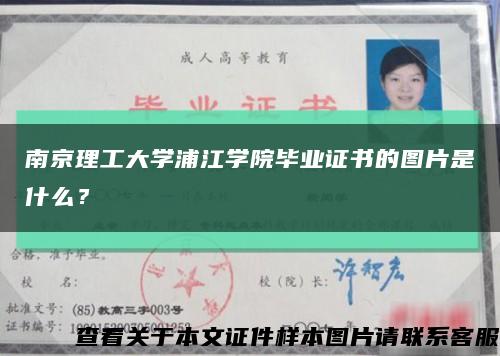 南京理工大學浦江學院畢業證書的圖片是什么？縮略圖