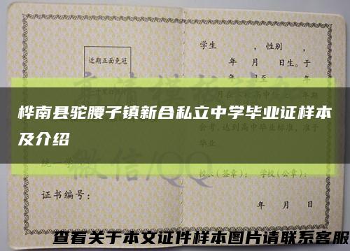 樺南縣駝腰子鎮新合私立中學畢業證樣本及介紹縮略圖