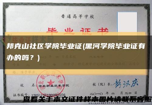 邦克山社區學院畢業證(黑河學院畢業證有辦的嗎？)縮略圖