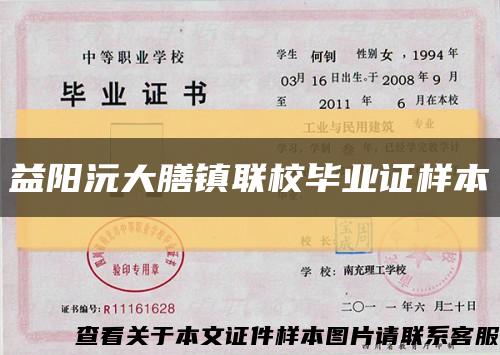 益陽沅大膳鎮聯校畢業證樣本縮略圖