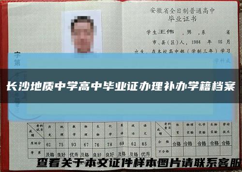 長沙地質中學高中畢業證辦理補辦學籍檔案縮略圖