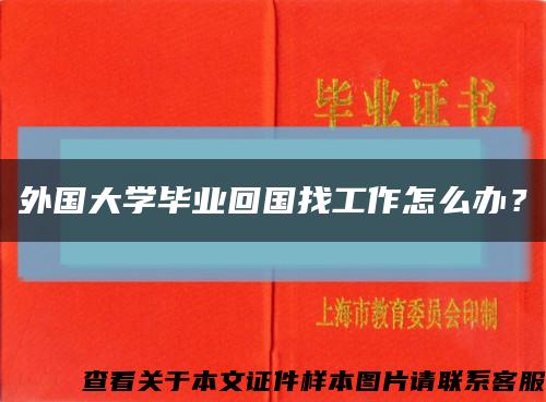 外國大學畢業回國找工作怎么辦？縮略圖