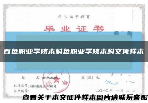 百色職業學院本科色職業學院本科文憑樣本縮略圖