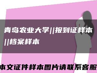 青島農業大學||報到證樣本||檔案樣本縮略圖