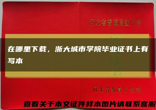在哪里下載，浙大城市學院畢業證書上有寫本縮略圖