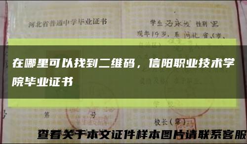 在哪里可以找到二維碼，信陽職業技術學院畢業證書縮略圖