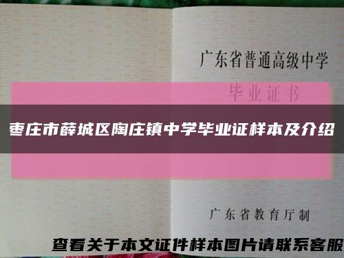 棗莊市薛城區陶莊鎮中學畢業證樣本及介紹縮略圖