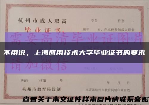 不用說，上海應用技術大學畢業證書的要求縮略圖