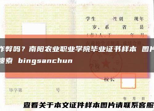 作弊嗎？南陽農業職業學院畢業證書樣本 圖片搜索 bingsanchun縮略圖