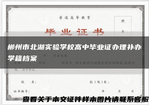 郴州市北湖實驗學校高中畢業證辦理補辦學籍檔案縮略圖
