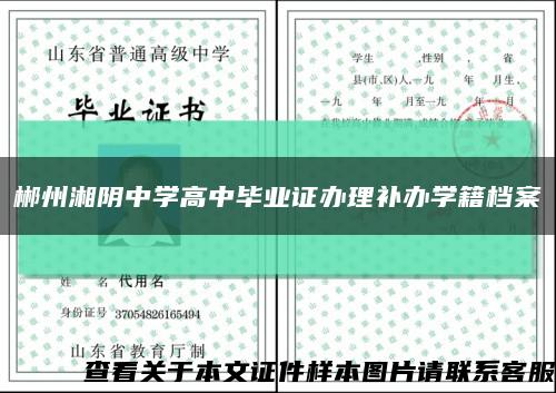 郴州湘陰中學高中畢業證辦理補辦學籍檔案縮略圖
