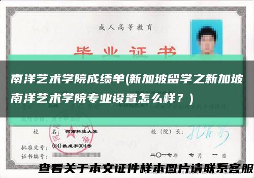 南洋藝術學院成績單(新加坡留學之新加坡南洋藝術學院專業設置怎么樣？)縮略圖