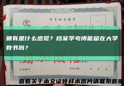 擁有是什么感覺？檔案學考博能留在大學教書嗎？縮略圖