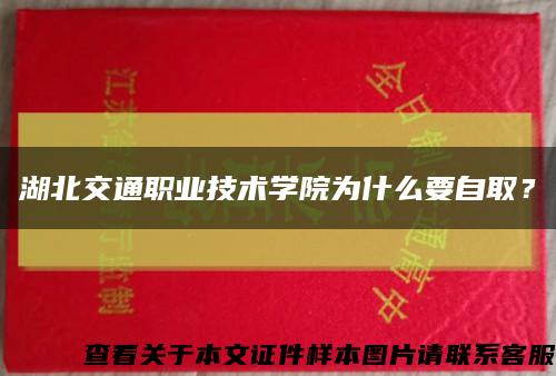 湖北交通職業技術學院為什么要自??？縮略圖