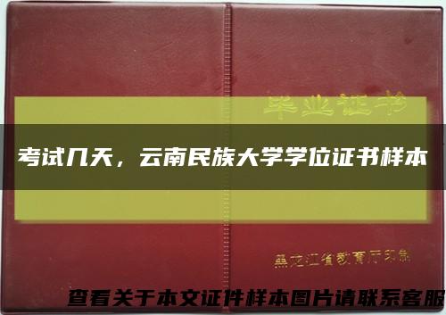考試幾天，云南民族大學學位證書樣本縮略圖