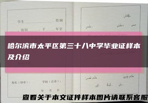 哈爾濱市太平區第三十八中學畢業證樣本及介紹縮略圖