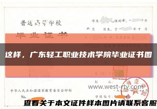 這樣，廣東輕工職業技術學院畢業證書圖縮略圖