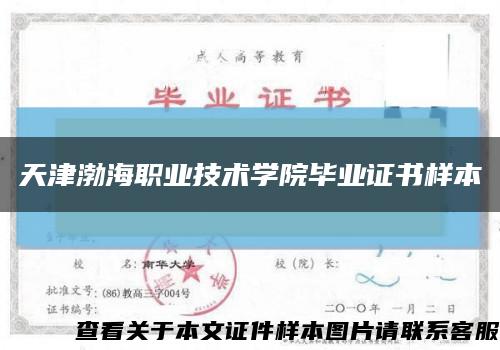 天津渤海職業技術學院畢業證書樣本縮略圖