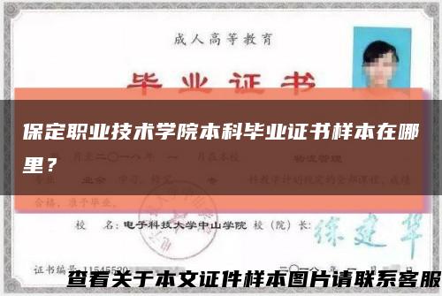 保定職業技術學院本科畢業證書樣本在哪里？縮略圖