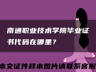 南通職業技術學院畢業證書代碼在哪里？縮略圖