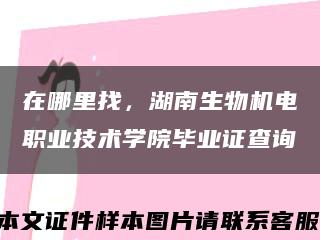 在哪里找，湖南生物機電職業技術學院畢業證查詢縮略圖