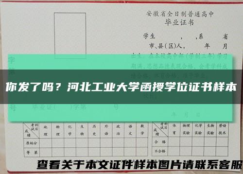 你發了嗎？河北工業大學函授學位證書樣本縮略圖