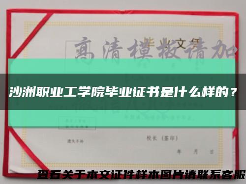 沙洲職業工學院畢業證書是什么樣的？縮略圖