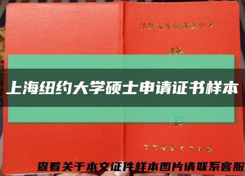 上海紐約大學碩士申請證書樣本縮略圖