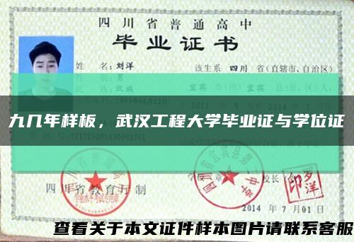 九幾年樣板，武漢工程大學畢業證與學位證縮略圖