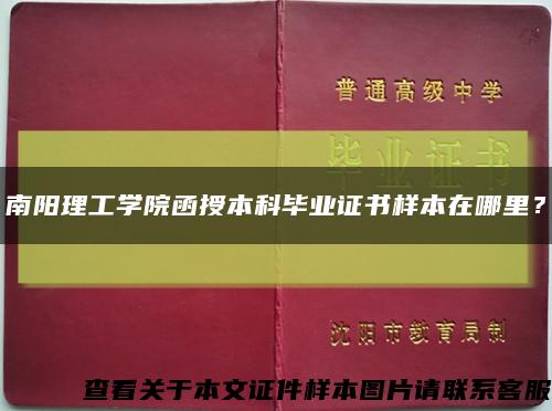 南陽理工學院函授本科畢業證書樣本在哪里？縮略圖