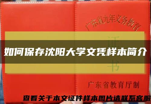 如何保存沈陽大學文憑樣本簡介縮略圖