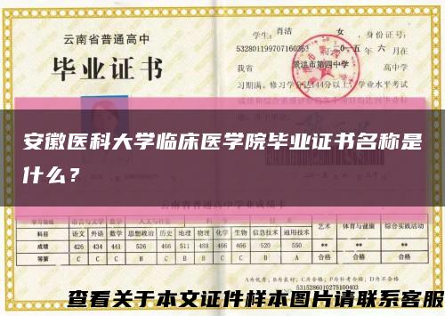 安徽醫科大學臨床醫學院畢業證書名稱是什么？縮略圖