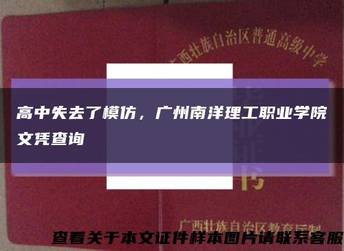 高中失去了模仿，廣州南洋理工職業學院文憑查詢縮略圖