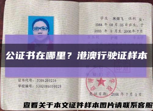 公證書在哪里？港澳行駛證樣本縮略圖