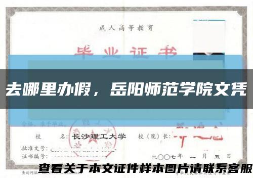去哪里辦假，岳陽師范學院文憑縮略圖